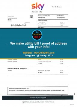 United Kingdom fake Bank statement SKY Fake Utility bill